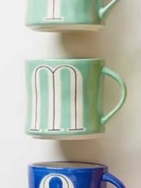 ANTHROPOLOGIE➕Colorway Hand Painted Stoneware Monogram Mug